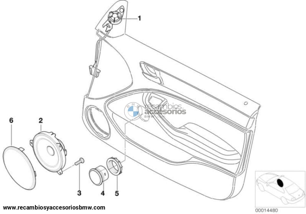 Cubierta Tapa Altavoz Puerta Delantera Para Bmw Berlina O Touring E46. Original Recambios