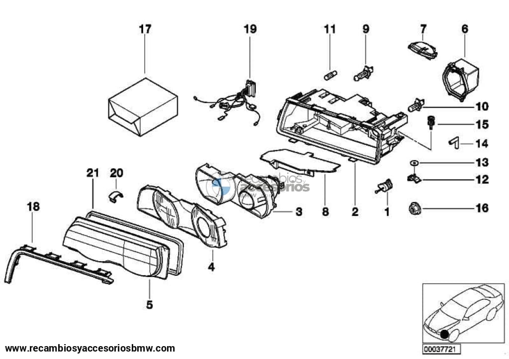 Cubierta Tapa De Luz Cruce Para Bmw E38 E83 . Original Recambios