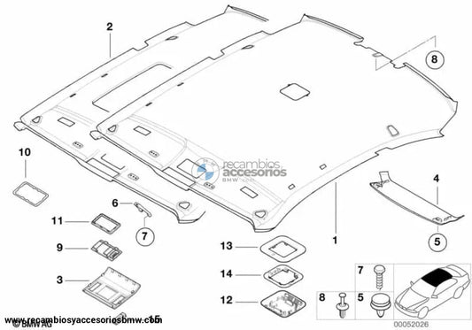 Cubierta Tapa Del Techo Delantera Para Bmw E46. Original Bmw.. Recambios