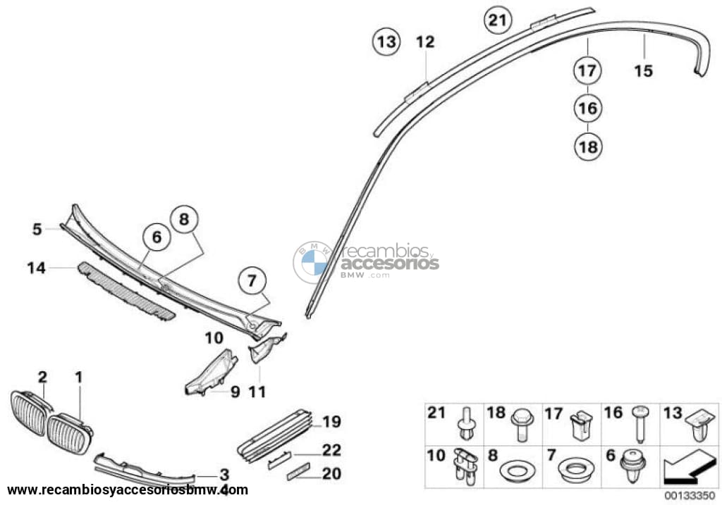 Cubierta Tapa Moldura Inferior Faros Imprimada Para Bmw E46 Coupe Y Cabrio. Original Recambios