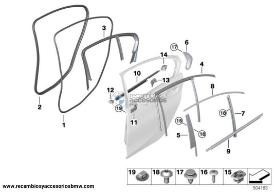 Cubra El Marco De La Ventana Puerta Del Pilar B Trasero Izquierdo. Línea De Sombra Para Bmw G20 ()