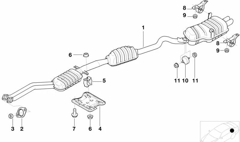 Abgasanlage für BMW E46 (OEM 18107502074). Original BMW