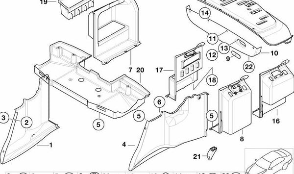 Revestimiento del paso de rueda del maletero derecho para BMW Serie 5 E39 (OEM 51472497186). Original BMW.