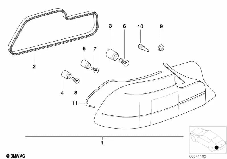 Junta de luz trasera para BMW (OEM 63218382444). Original BMW