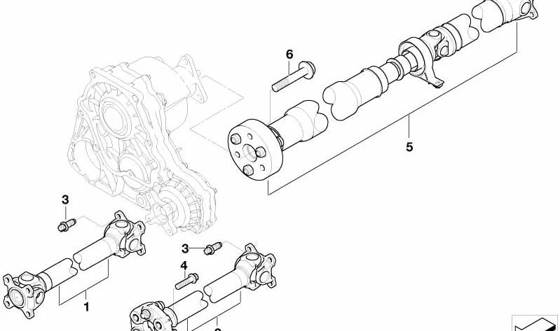 Árbol de transmisión trasero para BMW E46 (OEM 26117502959). Original BMW