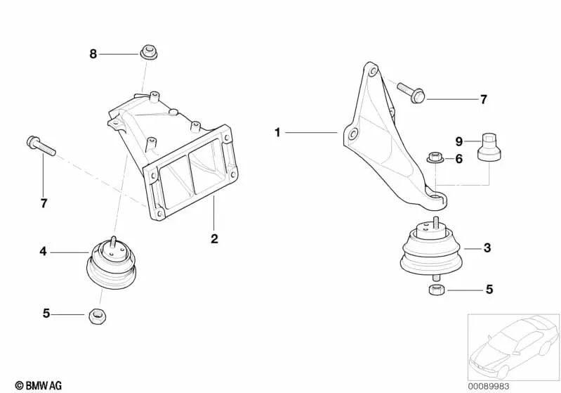 Tornillo hexagonal con arandela para BMW Serie 3 E36, E46, Serie 5 E39, E60, E61, Serie 7 E38, E65, E66, X3 E83, Z4 E85 (OEM 07119900728). Original BMW