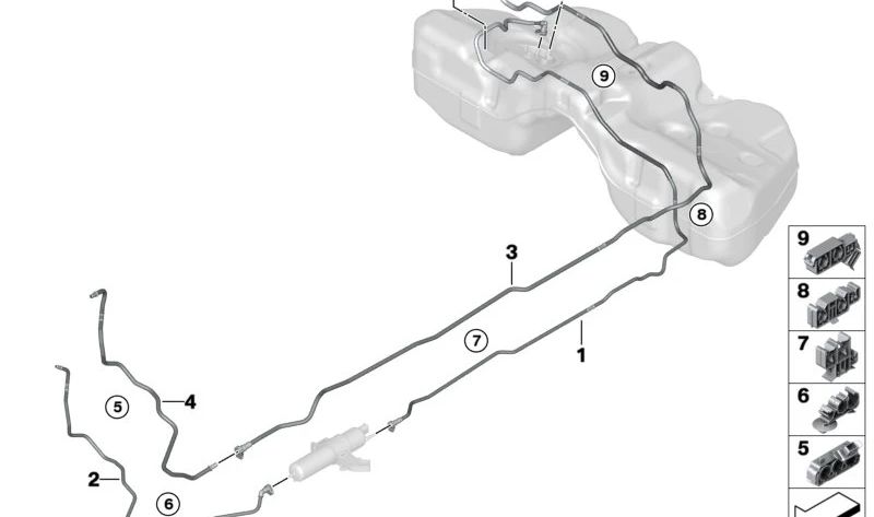 Clip para BMW Serie 5 F90, G30, G31, G38, G60, G61, G68, G90, Serie 6 G32, Serie 7 G11, G12, G70, Serie 8 F91, F92, F93, G14, G15, G16 (OEM 16127385405). Original BMW