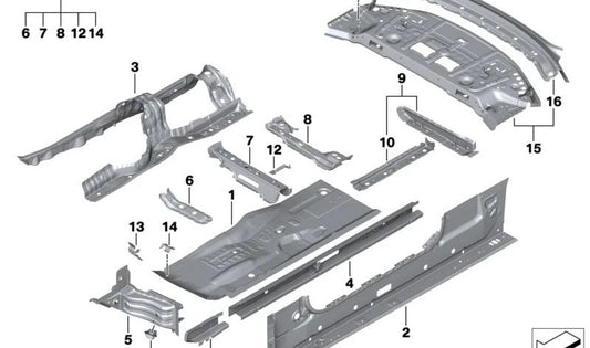 Protezione in basso a sinistra OEM 41009879503 per BMW G42, G87, G22, G23, G82, G83. BMW originale.