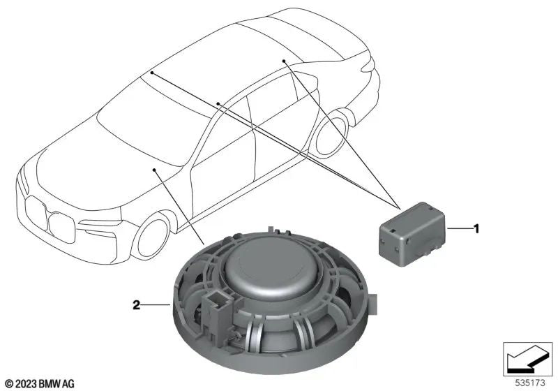 Altavoz de emergencia para BMW Serie 1 F20, F21, F40, F52, F70, Serie 2 F22, F23, F44, F45, F46, F87, G42, U06, Serie 3 F30, F31, F34, F35, F80, G20, G21, G28, G80, G81, Serie 4 F32, F33, F36, F82, F83, G22, G23, G26, G82, G83, Serie 5 F07, F10, F11, F18,