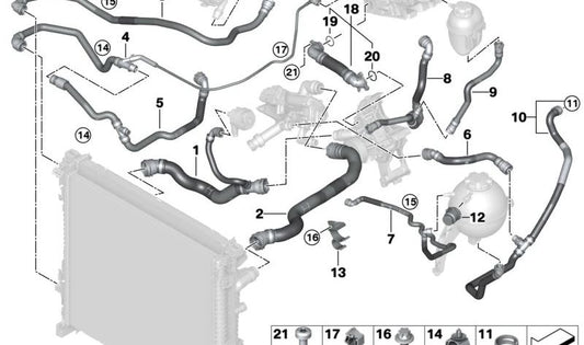 Rohr für elektrische Wasserpumpe für BMW X5 G05, G18, X6 G06, X7 G07 (OEM 17129797737). Original BMW