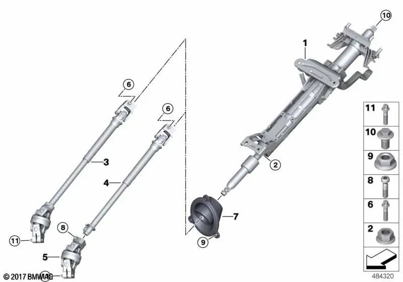 Lenkspindel para BMW F97, G01, F98, G02 (OEM 32306862094). Original BMW