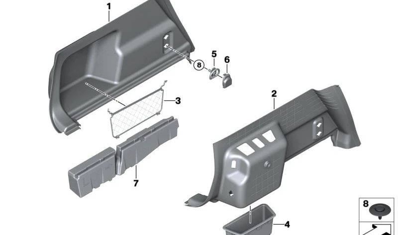 Soporte travesaño longitudinal derecho para BMW U11, U10 (OEM 51479462015). Original BMW