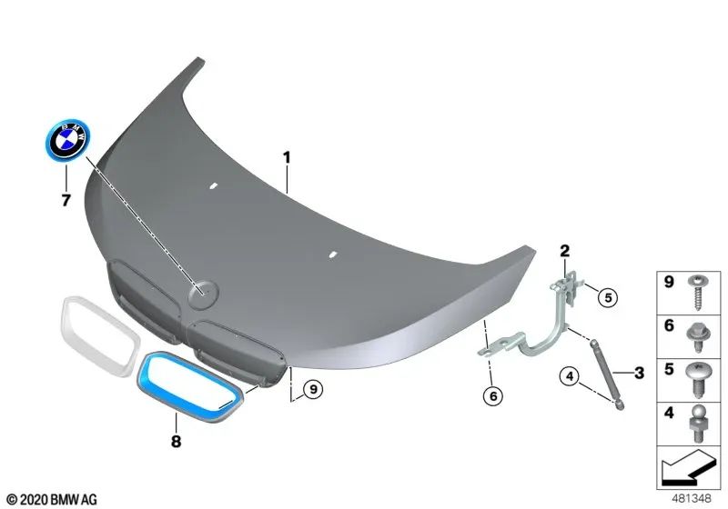 Rejilla decorativa frontal derecha para BMW i I01, I01N (OEM 51137375884). Original BMW.