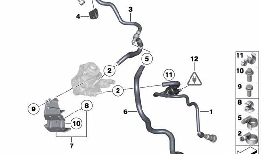 Tubería de combustible OEM 13537800666 para BMW E81, E82, E87, E88, E90, E91, E92, E93, E84. Original BMW