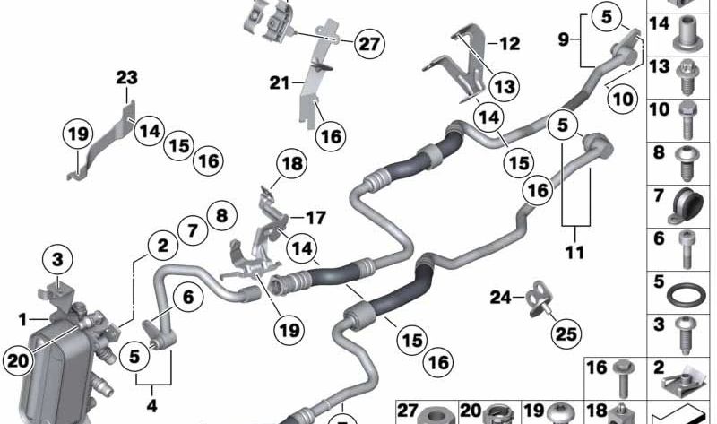 Intercambiador de Calor para BMW Serie 5 F07, F10, F11, F18, Serie 6 F06, F12, F13, Serie 7 F01N, F02N (OEM 17217638580). Original BMW.