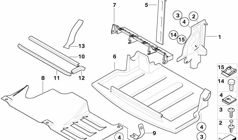 Soporte de fijación de conducto de aire izquierdo OEM 51717174533 para BMW Z4 (E85, E86). Original BMW.