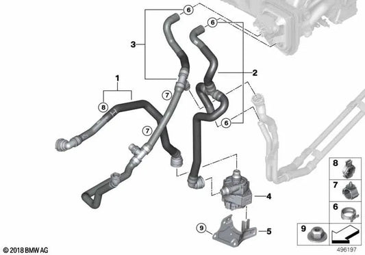 Ingresso per tubo del refrigerante 1 per BMW G07 (OEM 64216821648). BMW originale.