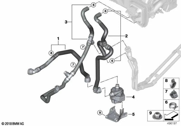 Manguera de refrigerante Entrada 1 para BMW G07 (OEM 64216821648). Original BMW.