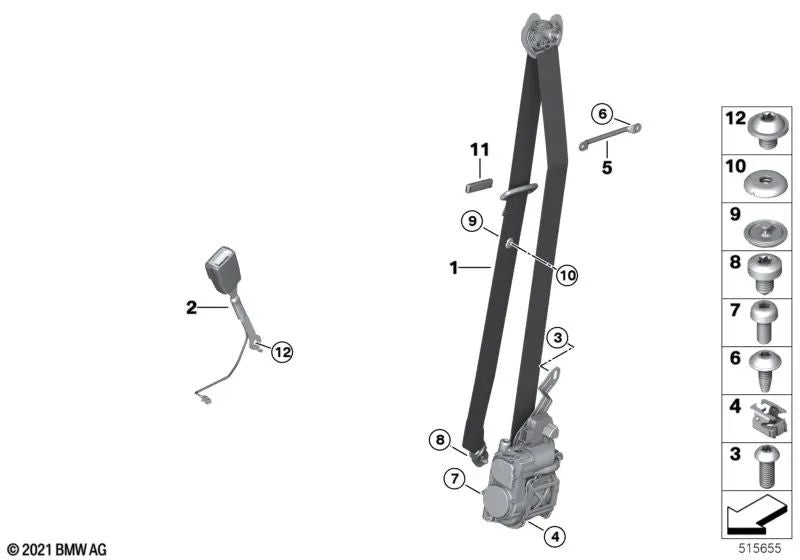 Cinturón superior delantero izquierdo para BMW X3 F97, G01, G08, X4 F98, G02 (OEM 72117469953). Original BMW.