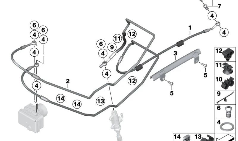 Clip de sujeción OEM 11657807216 para BMW (Modelos compatibles: E81, E82, E87, E88, G21, F10, F11, G30, G31, E84). Original BMW.