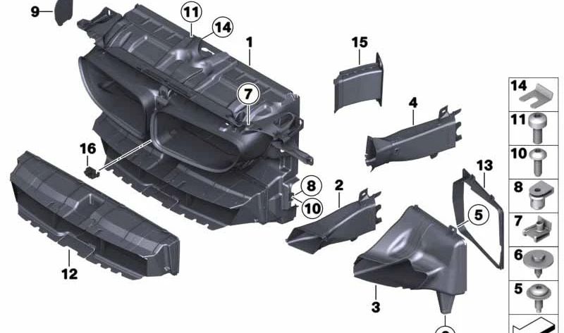 Radiator air duct external right for BMW 6 Series F06, F12, F13 (OEM 51747211518). Original BMW