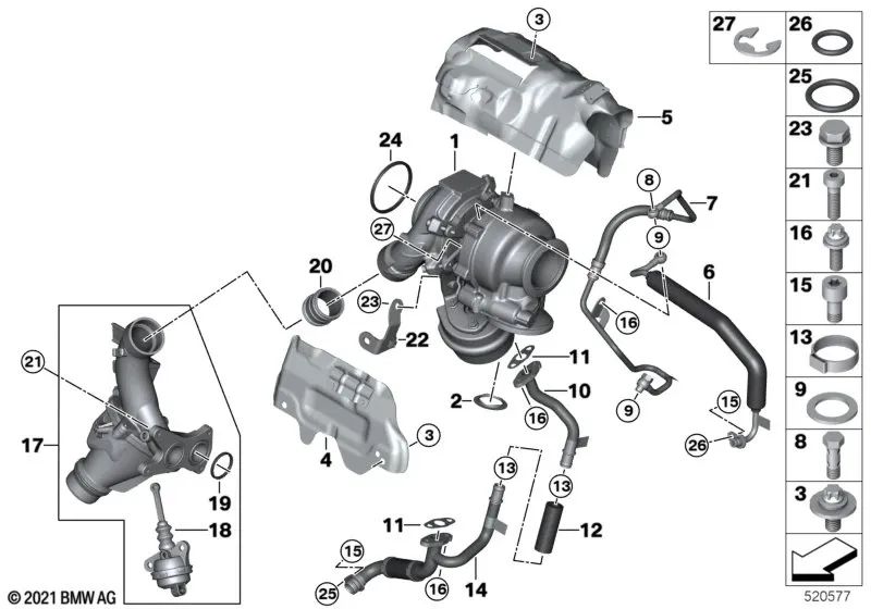 Tubo de retorno para BMW Serie 1 F40, Serie 2 F44, F45N, F46N, X1 F48, F48N, X2 F39 (OEM 11428586480). Original BMW