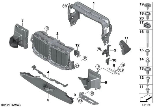 Air Breather derecho para BMW G07, G07N (OEM 51747458858). Original BMW.