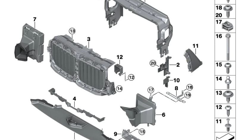 Conducto superior del radiador OEM 51747454026 para BMW (Modelos compatibles: G07, X7). Original BMW.