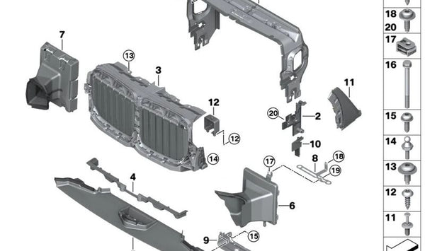 Conducto superior del radiador OEM 51747454026 para BMW (Modelos compatibles: G07, X7). Original BMW.