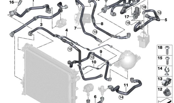 Tubo del Depósito de Expansión para BMW X3 G08E, G08F (OEM 17128743371). Original BMW