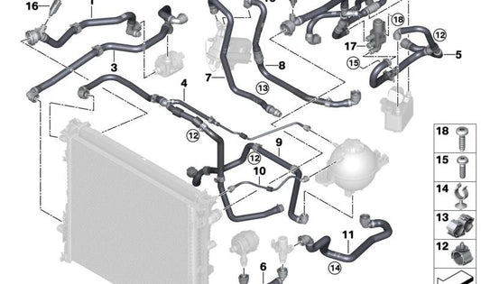 Mangueira de refrigeração OEM 17128743383 para BMW (Modelos compatíveis: G08) BMW original