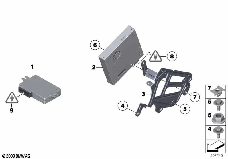 Soporte módulo TV para BMW F10, F18 (OEM 65159174272). Original BMW