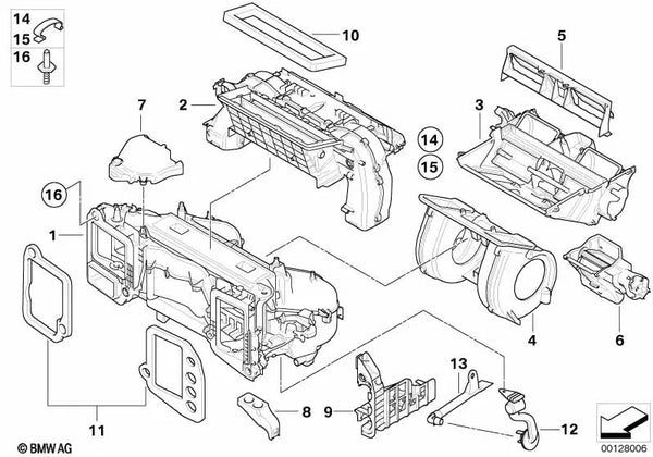 Cubierta inferior del distribuidor para BMW E60, E61, E63, E64 (OEM 64116921065). Original BMW