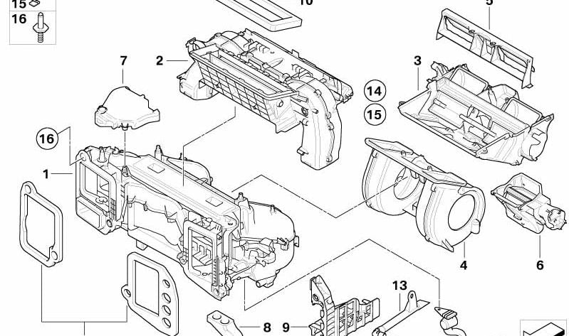 Conducto de aire calefacción trasero OEM 64116922598 para BMW E60, E61, E63, E64. Original BMW