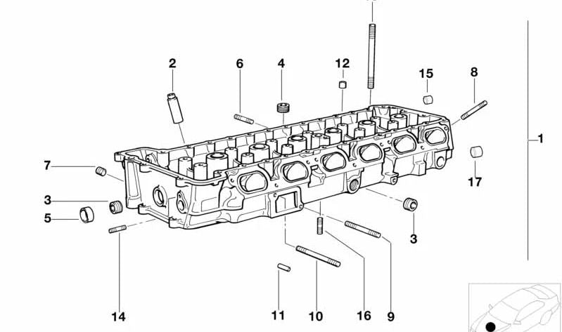 Perno prisionero para BMW E36 (OEM 07129908094). Original BMW