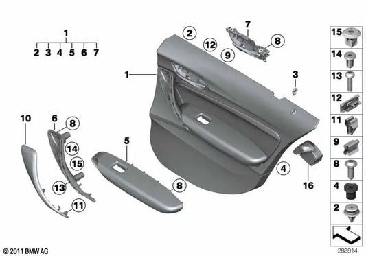 Revestimiento de puerta de tela trasero derecho para BMW Serie 1 (F20N) (OEM 51428070088). Original BMW