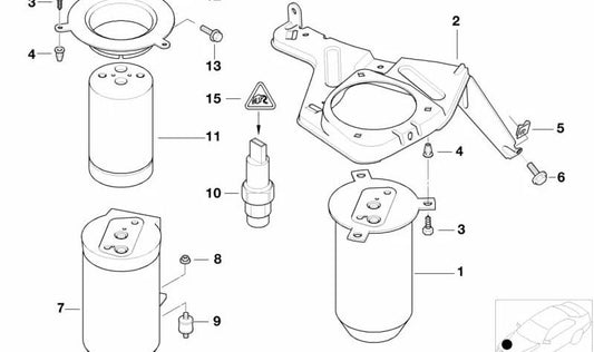 Dryer bottle for BMW E39 (OEM 64538375760). Original BMW