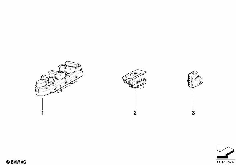 Interruptor Elevalunas Lado del Conductor para BMW E83, E83N (OEM 61313414352). Original BMW