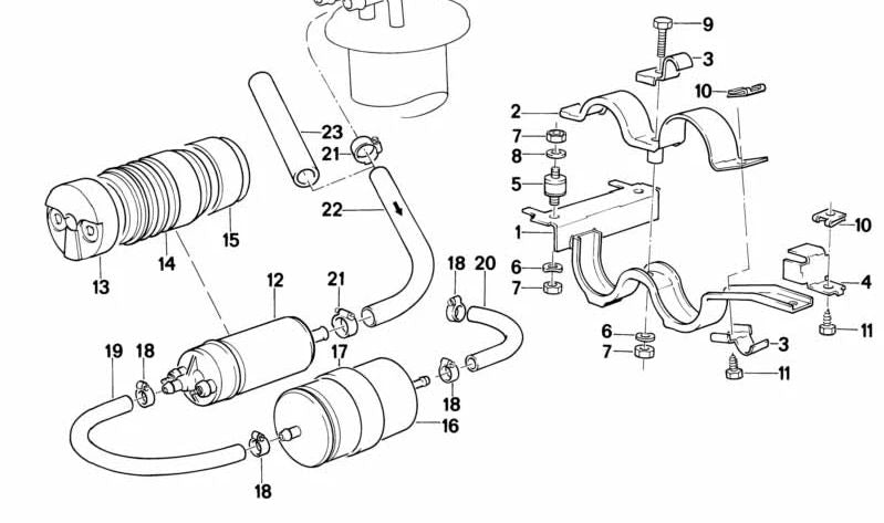 Bomba de Combustible para BMW E30, E12, E28, E24, E23 (OEM 16141179232). Original BMW