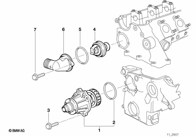 Mechanical coolant pump for BMW E36, E34, E39, E38 (OEM 11510032679). Genuine BMW