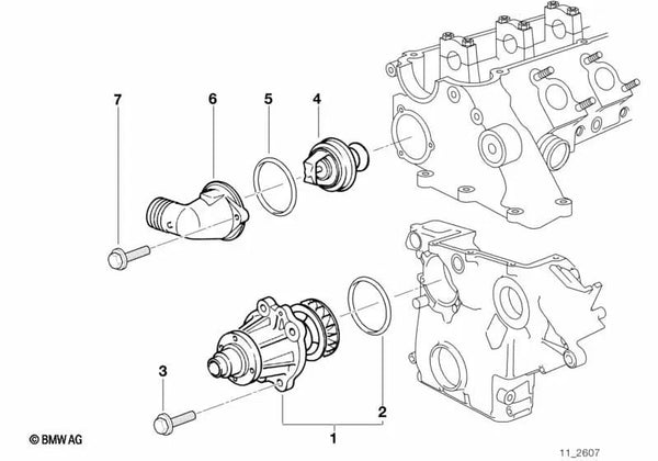 Bomba de refrigerante mecánica para BMW E36, E34, E39, E38 (OEM 11510032679). Original BMW