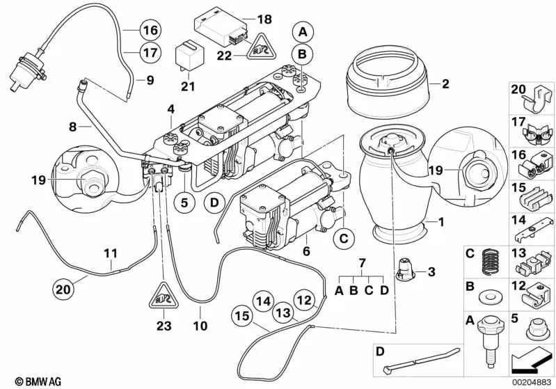 Resorte Neumático Trasero para BMW E61, E61N (OEM 37126765602). Original BMW