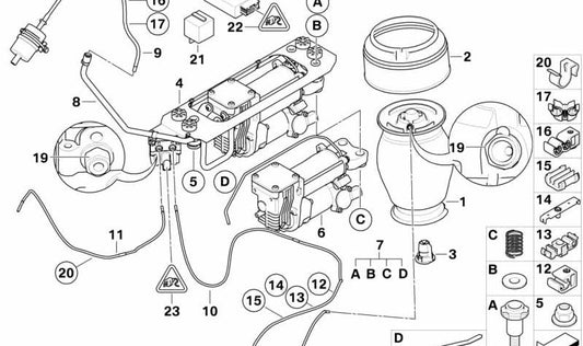 Air supply system for BMW 5 Series E61, E61N (OEM 37106789937). Original BMW