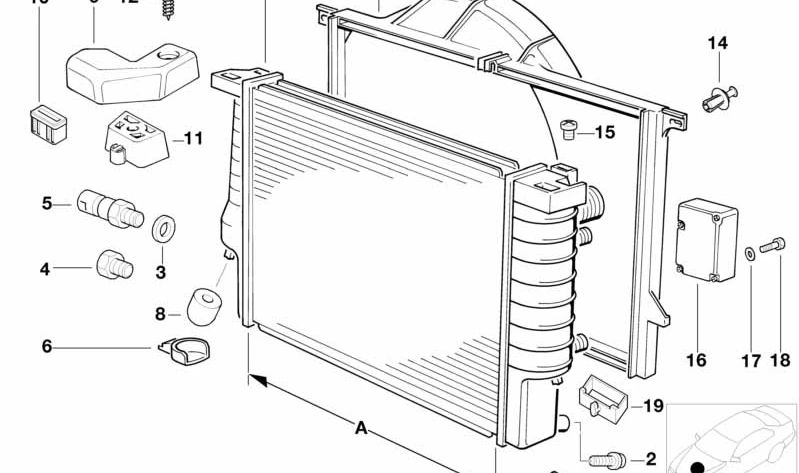 Enfriador de Refrigerante para BMW E31 (OEM 17111702762). Original BMW