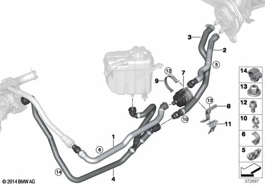 Motor-Kühler-Durchflussschlauch für BMW F87N, F80, F80N, F82, F83 (OEM 64219307241). Original BMW.