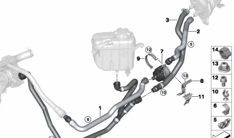 Gestion de retour du radiateur OEM 64219307242 pour BMW F87, F80, F82, F83. BMW d'origine.