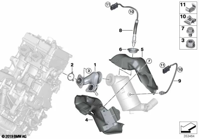 Sonda Lambda para BMW I01, I01N (OEM 11788603903). Original BMW