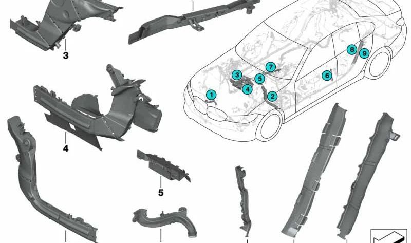 Guia do cabo Pilar B OEM 61136991134 Para BMW G20, G21, G80, G81. BMW original.