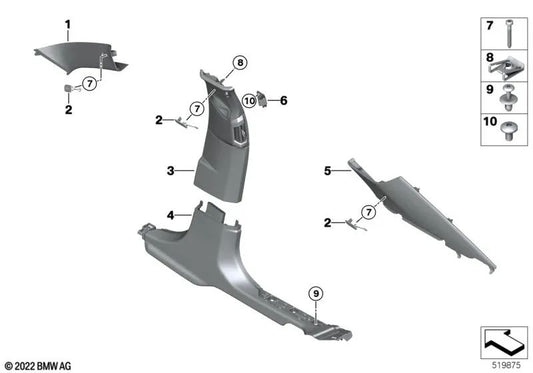 Moulage de la colonne droite pour BMW G70 (OEM 51435A12382). BMW d'origine