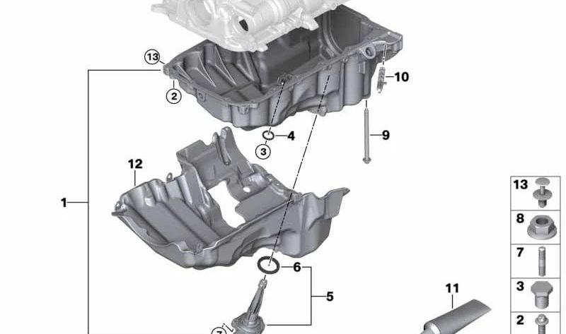 Cárter de aceite OEM 11138611695 para BMW F22, F23, F30, F31, F34, F32, F33, F36. Producto original BMW.